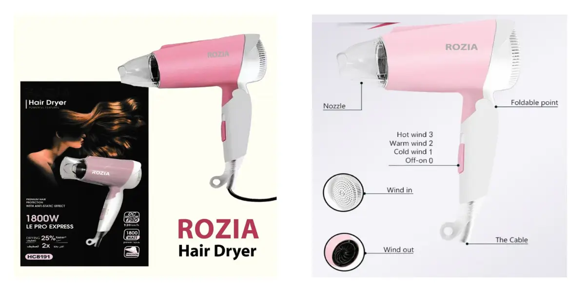 Rozia Hair Dryer with Folding Handle (HC8191) (4).webp